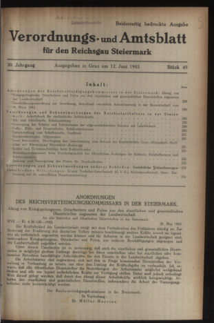 Verordnungsblatt der steiermärkischen Landesregierung 19430612 Seite: 1