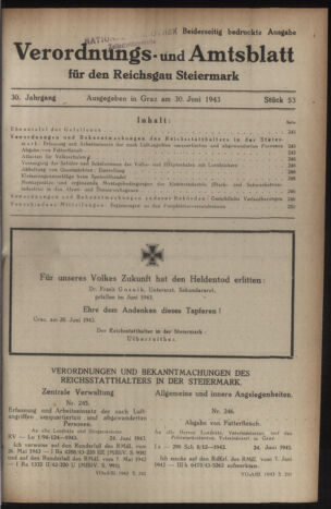 Verordnungsblatt der steiermärkischen Landesregierung 19430630 Seite: 1