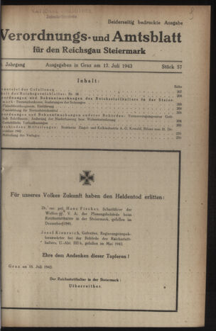 Verordnungsblatt der steiermärkischen Landesregierung 19430717 Seite: 1