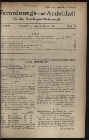 Verordnungsblatt der steiermärkischen Landesregierung 19430721 Seite: 1