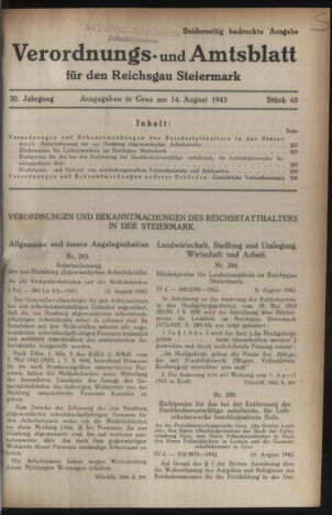 Verordnungsblatt der steiermärkischen Landesregierung 19430814 Seite: 1