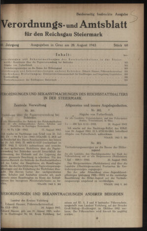 Verordnungsblatt der steiermärkischen Landesregierung 19430828 Seite: 1