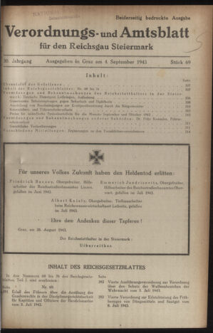 Verordnungsblatt der steiermärkischen Landesregierung 19430904 Seite: 1