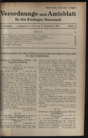 Verordnungsblatt der steiermärkischen Landesregierung 19430915 Seite: 1