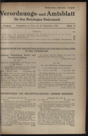 Verordnungsblatt der steiermärkischen Landesregierung 19430922 Seite: 1