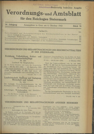 Verordnungsblatt der steiermärkischen Landesregierung 19431006 Seite: 1