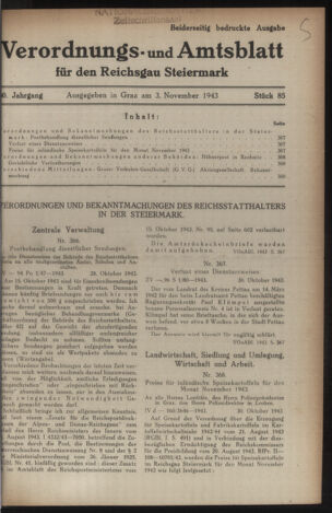 Verordnungsblatt der steiermärkischen Landesregierung 19431103 Seite: 1