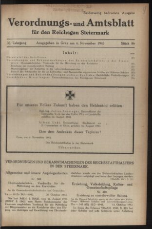 Verordnungsblatt der steiermärkischen Landesregierung 19431106 Seite: 1