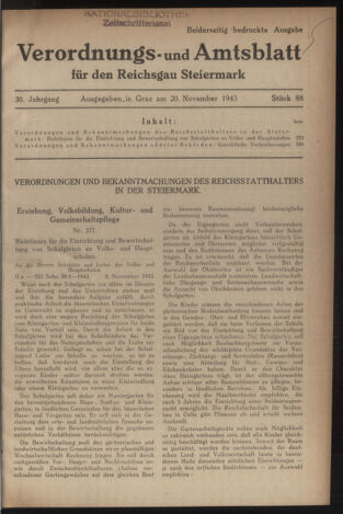 Verordnungsblatt der steiermärkischen Landesregierung 19431120 Seite: 1