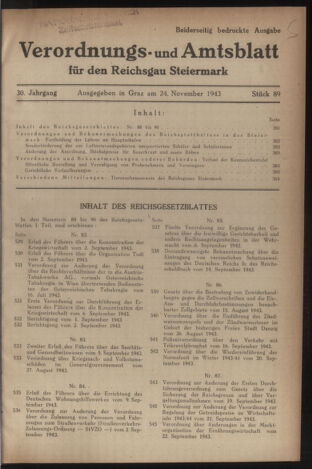 Verordnungsblatt der steiermärkischen Landesregierung 19431124 Seite: 1