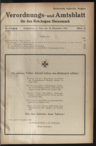 Verordnungsblatt der steiermärkischen Landesregierung 19431218 Seite: 1