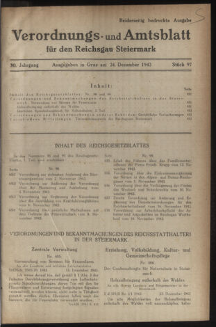 Verordnungsblatt der steiermärkischen Landesregierung 19431224 Seite: 1