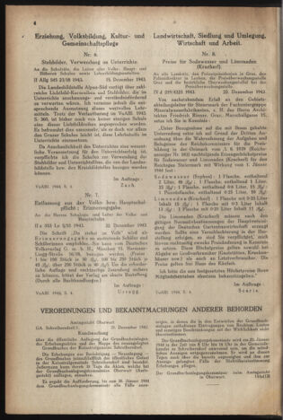 Verordnungsblatt der steiermärkischen Landesregierung 19440108 Seite: 2