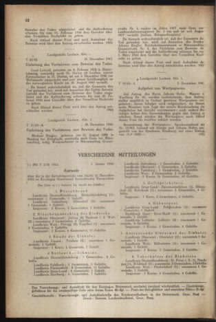 Verordnungsblatt der steiermärkischen Landesregierung 19440112 Seite: 6