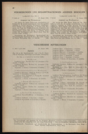 Verordnungsblatt der steiermärkischen Landesregierung 19440126 Seite: 2