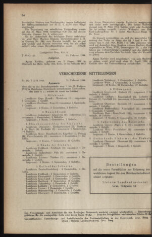 Verordnungsblatt der steiermärkischen Landesregierung 19440226 Seite: 6