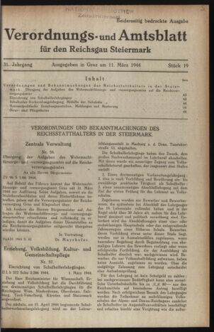 Verordnungsblatt der steiermärkischen Landesregierung 19440311 Seite: 1