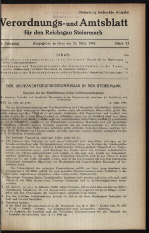 Verordnungsblatt der steiermärkischen Landesregierung 19440325 Seite: 1