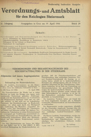 Verordnungsblatt der steiermärkischen Landesregierung 19440419 Seite: 1