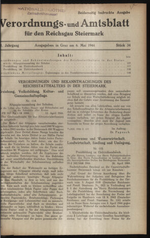 Verordnungsblatt der steiermärkischen Landesregierung 19440506 Seite: 1