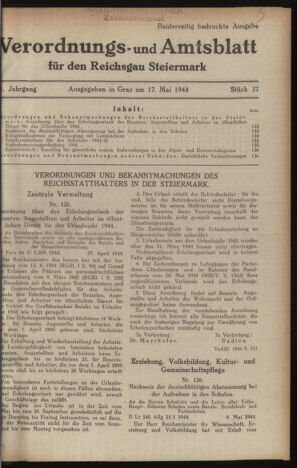 Verordnungsblatt der steiermärkischen Landesregierung 19440517 Seite: 1