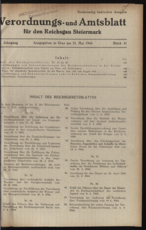 Verordnungsblatt der steiermärkischen Landesregierung 19440531 Seite: 1