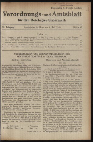 Verordnungsblatt der steiermärkischen Landesregierung 19440701 Seite: 1