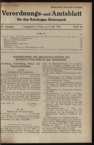 Verordnungsblatt der steiermärkischen Landesregierung 19440705 Seite: 1