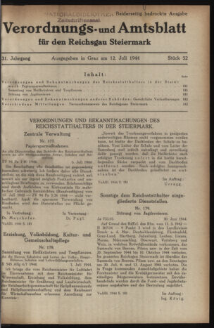 Verordnungsblatt der steiermärkischen Landesregierung 19440712 Seite: 1