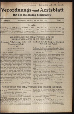 Verordnungsblatt der steiermärkischen Landesregierung 19440715 Seite: 1