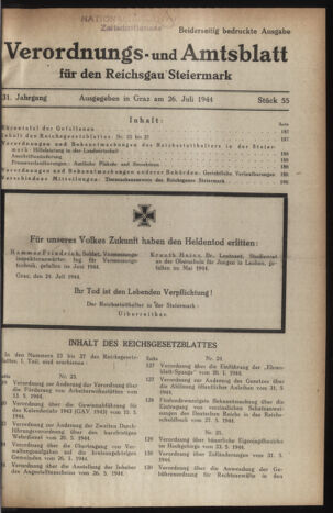 Verordnungsblatt der steiermärkischen Landesregierung 19440726 Seite: 1