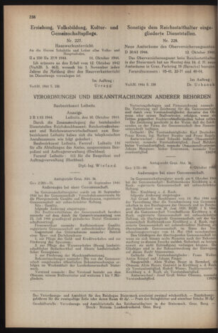 Verordnungsblatt der steiermärkischen Landesregierung 19441025 Seite: 2