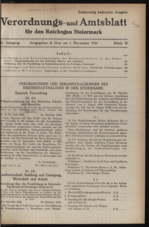 Verordnungsblatt der steiermärkischen Landesregierung 19441101 Seite: 1