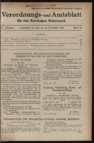 Verordnungsblatt der steiermärkischen Landesregierung 19441125 Seite: 1