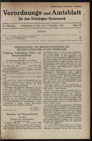 Verordnungsblatt der steiermärkischen Landesregierung 19441209 Seite: 1