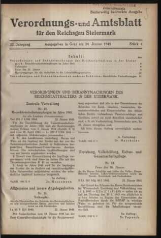 Verordnungsblatt der steiermärkischen Landesregierung 19450124 Seite: 1