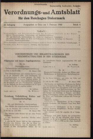 Verordnungsblatt der steiermärkischen Landesregierung 19450207 Seite: 1