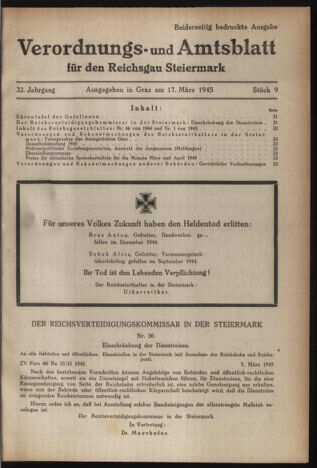 Verordnungsblatt der steiermärkischen Landesregierung 19450317 Seite: 1