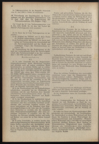 Verordnungsblatt der steiermärkischen Landesregierung 19450716 Seite: 20