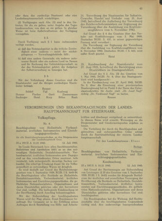 Verordnungsblatt der steiermärkischen Landesregierung 19450721 Seite: 9