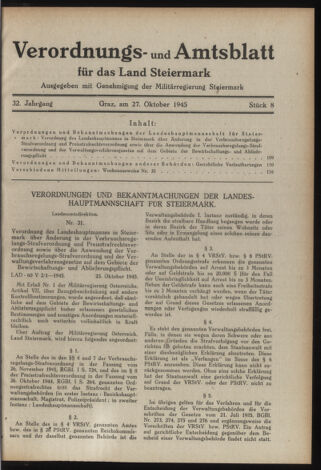 Verordnungsblatt der steiermärkischen Landesregierung 19451027 Seite: 1