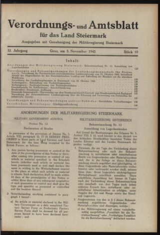 Verordnungsblatt der steiermärkischen Landesregierung 19451105 Seite: 1