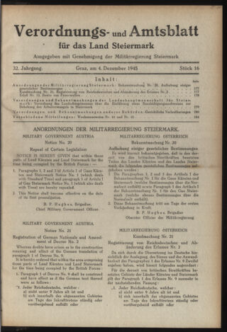 Verordnungsblatt der steiermärkischen Landesregierung 19451204 Seite: 1