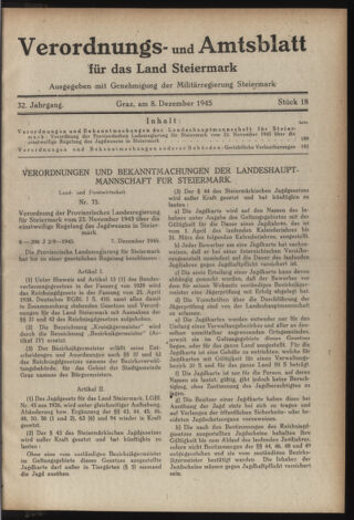 Verordnungsblatt der steiermärkischen Landesregierung 19451208 Seite: 1