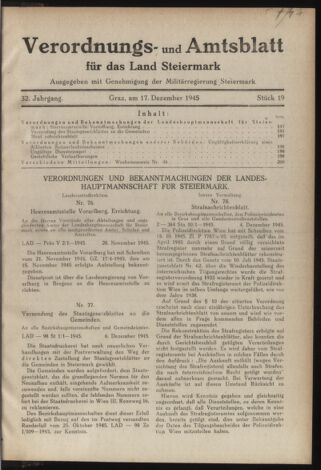 Verordnungsblatt der steiermärkischen Landesregierung 19451217 Seite: 1