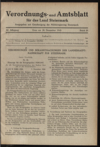 Verordnungsblatt der steiermärkischen Landesregierung 19451228 Seite: 1