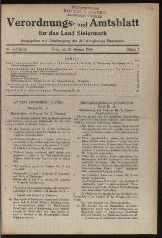 Verordnungsblatt der steiermärkischen Landesregierung 19460122 Seite: 1