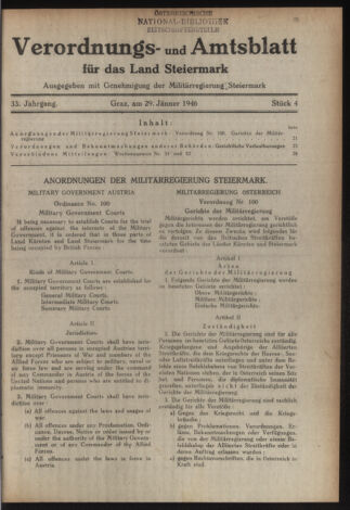 Verordnungsblatt der steiermärkischen Landesregierung 19460129 Seite: 1