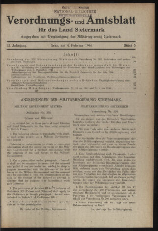 Verordnungsblatt der steiermärkischen Landesregierung 19460204 Seite: 1