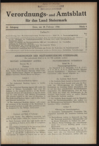 Verordnungsblatt der steiermärkischen Landesregierung 19460228 Seite: 1